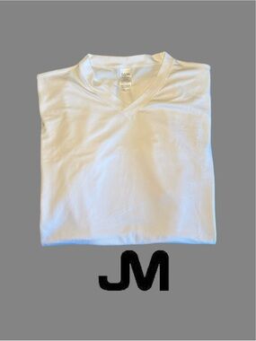JM Canada Men’s Skinz Short Sleeve Stretch V-Neck T-Shirt/Undershirt in White